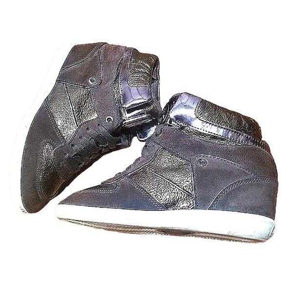 MICHAEL KORS NIKKO HIGH TOP WEDGE SNEAKERS Brown Suede Hidden Wedge Women's 7.5 - Picture 6 of 13